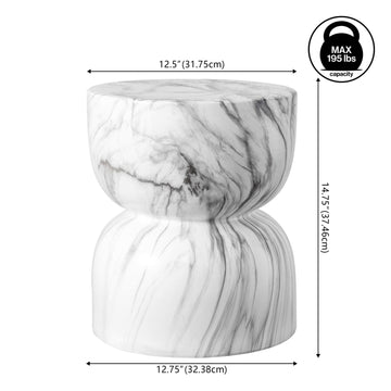 Varavara 14.75" Contemporary Modern Marble Glaze Drum Indoor/Outdoor Garden Stool - JONATHAN Y